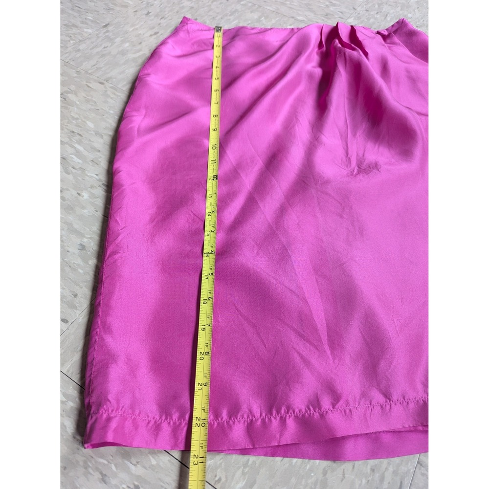 Colour Silk‎ Vintage 90s Hot Pink 100% Silk Wrap Skirt Barbiecore Minimalist L - Picture 4 of 8